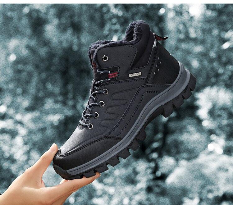 Winter Mens Boots Plush Warm Snow Boots Waterproof