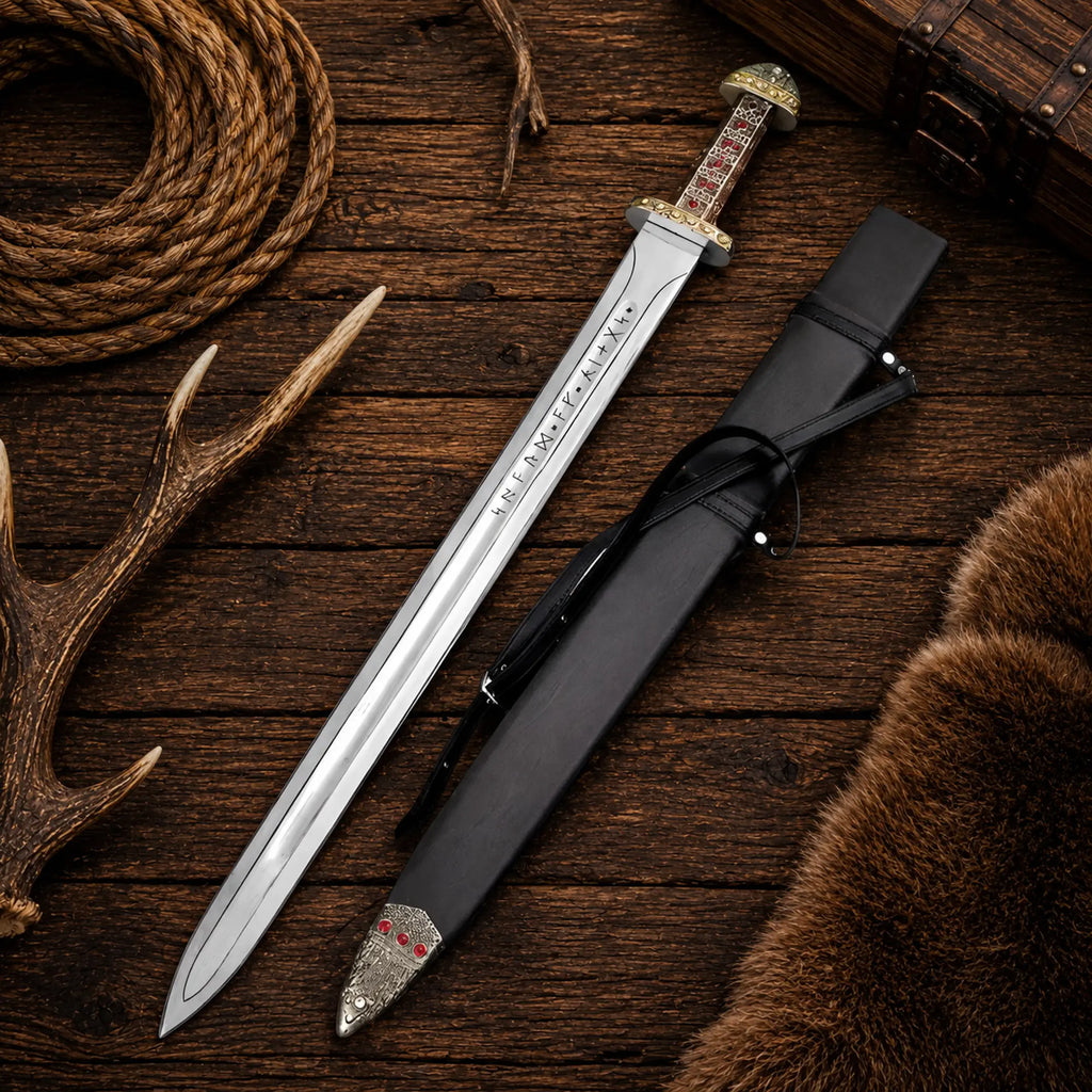 King Ragnar Sword – High Carbon Steel Viking Sword with Scabbard