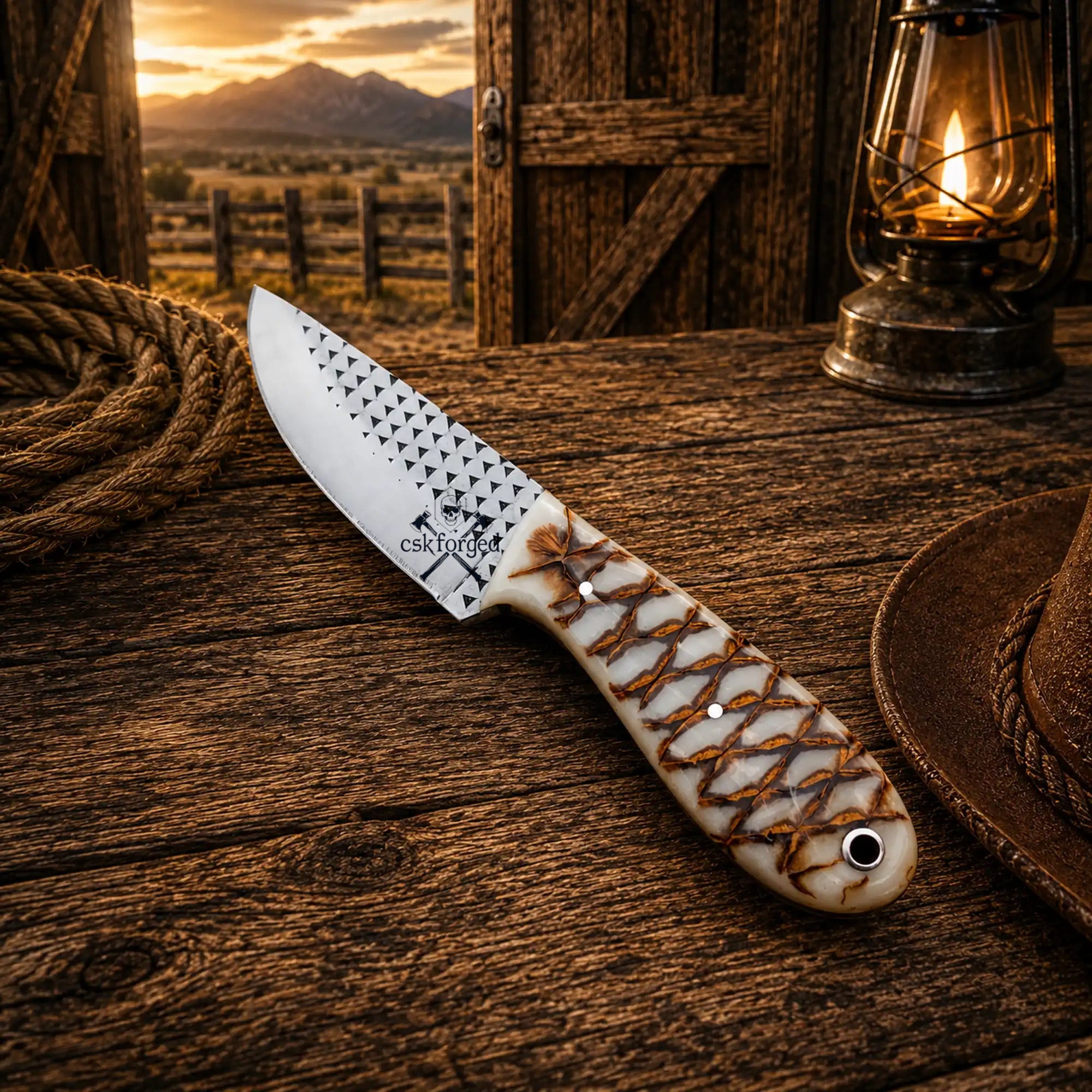 Rasp File Ranch Carry Knife – Epoxy Resin Handle Knife