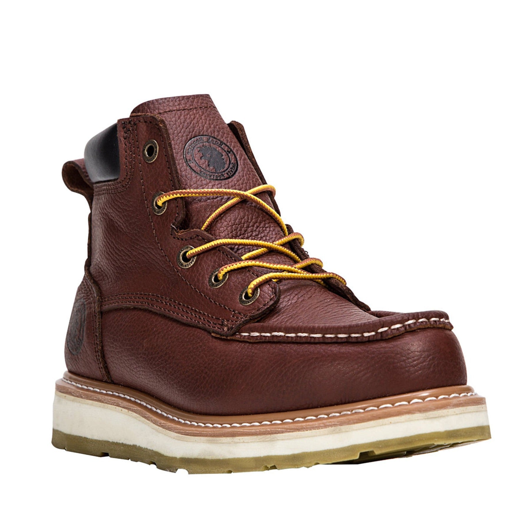 ROCKROOSTER Walker Men's 6 Inch Brown Soft Toe Wedge Work Boots