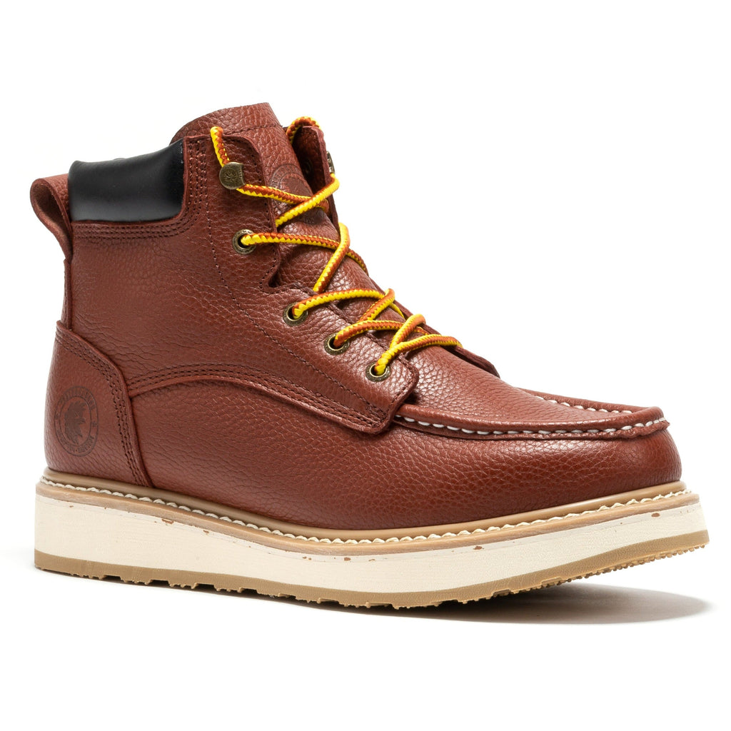 ROCKROOSTER Walker Men's 6 Inch Brown Soft Toe Wedge Work Boots