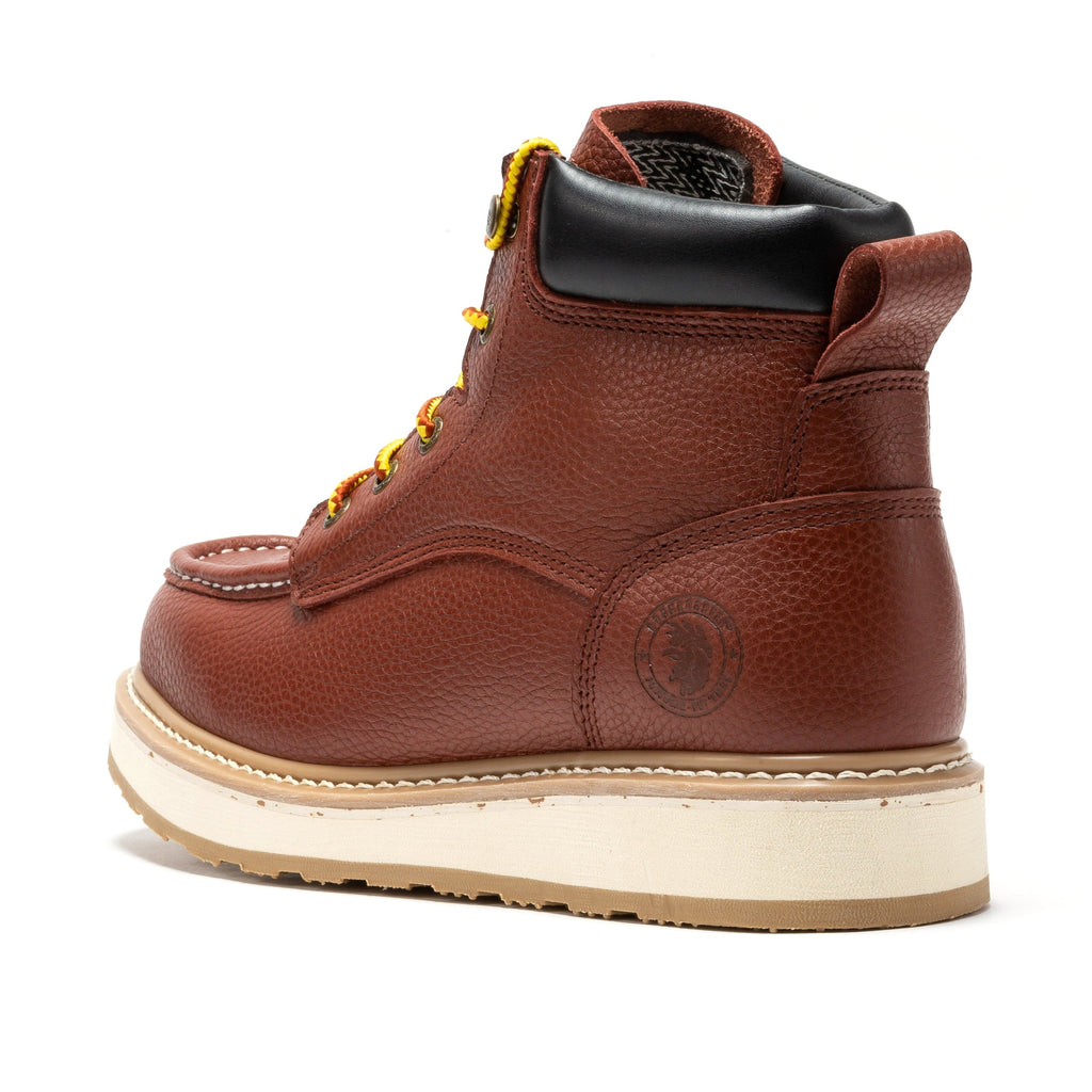 ROCKROOSTER Walker Men's 6 Inch Brown Soft Toe Wedge Work Boots