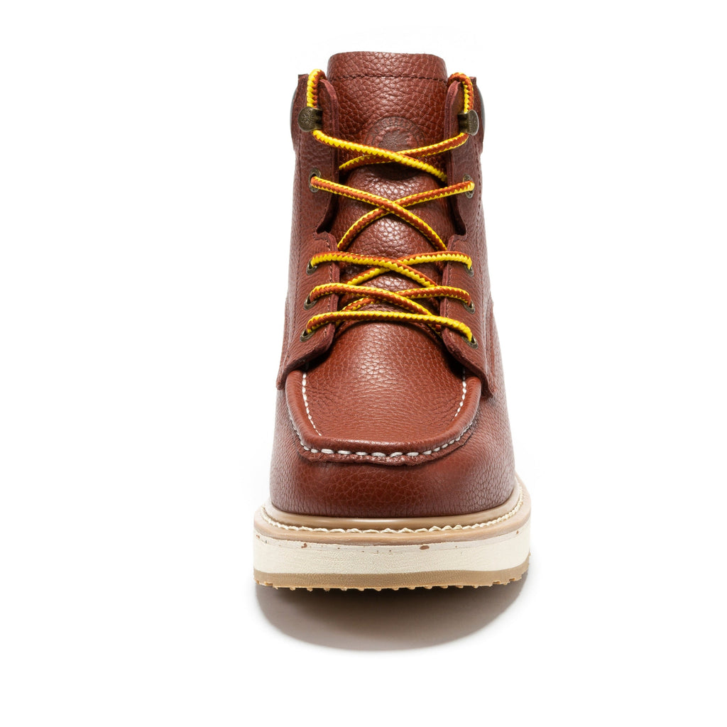 ROCKROOSTER Walker Men's 6 Inch Brown Soft Toe Wedge Work Boots