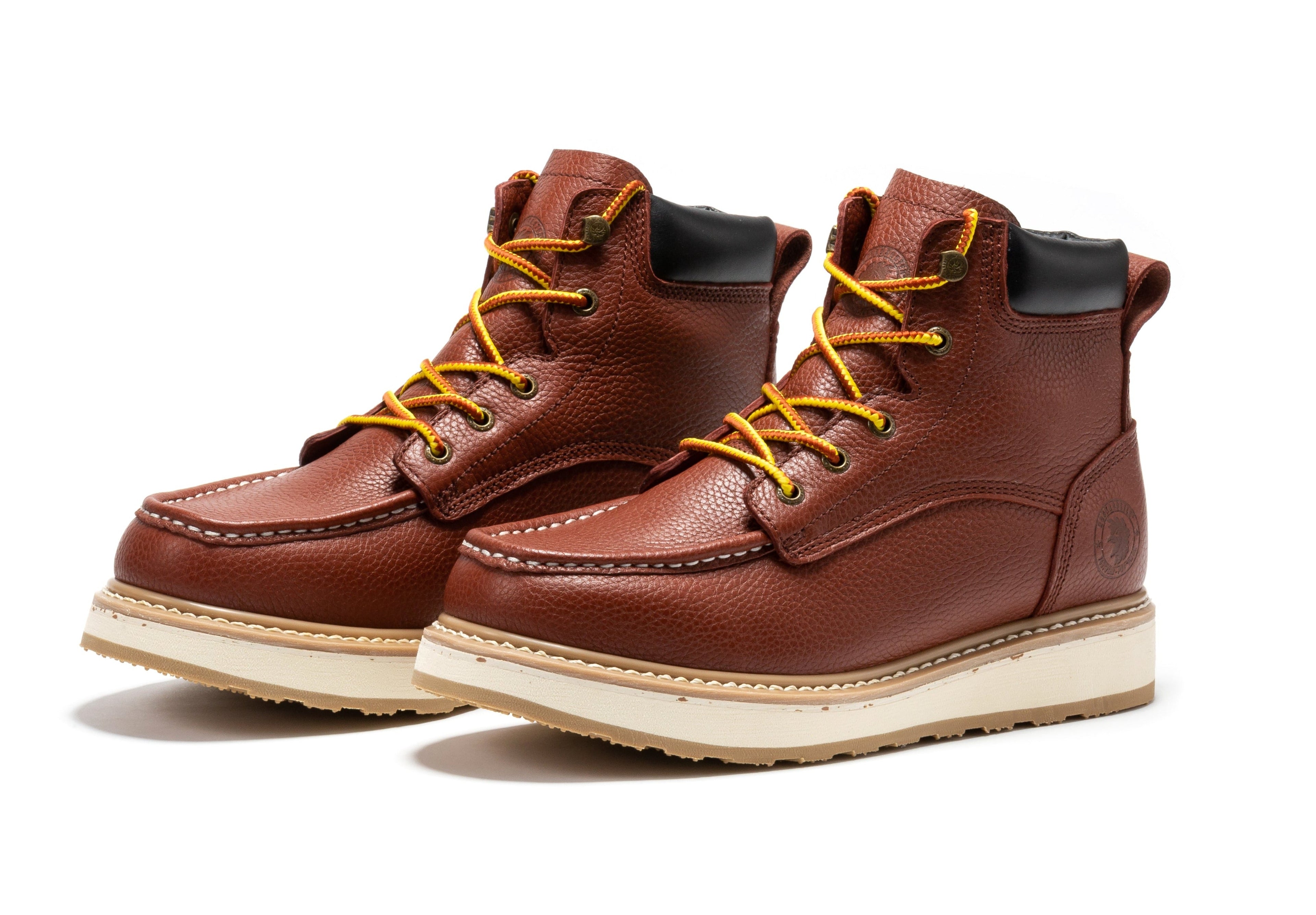 ROCKROOSTER Walker Men's 6 Inch Brown Soft Toe Wedge Work Boots