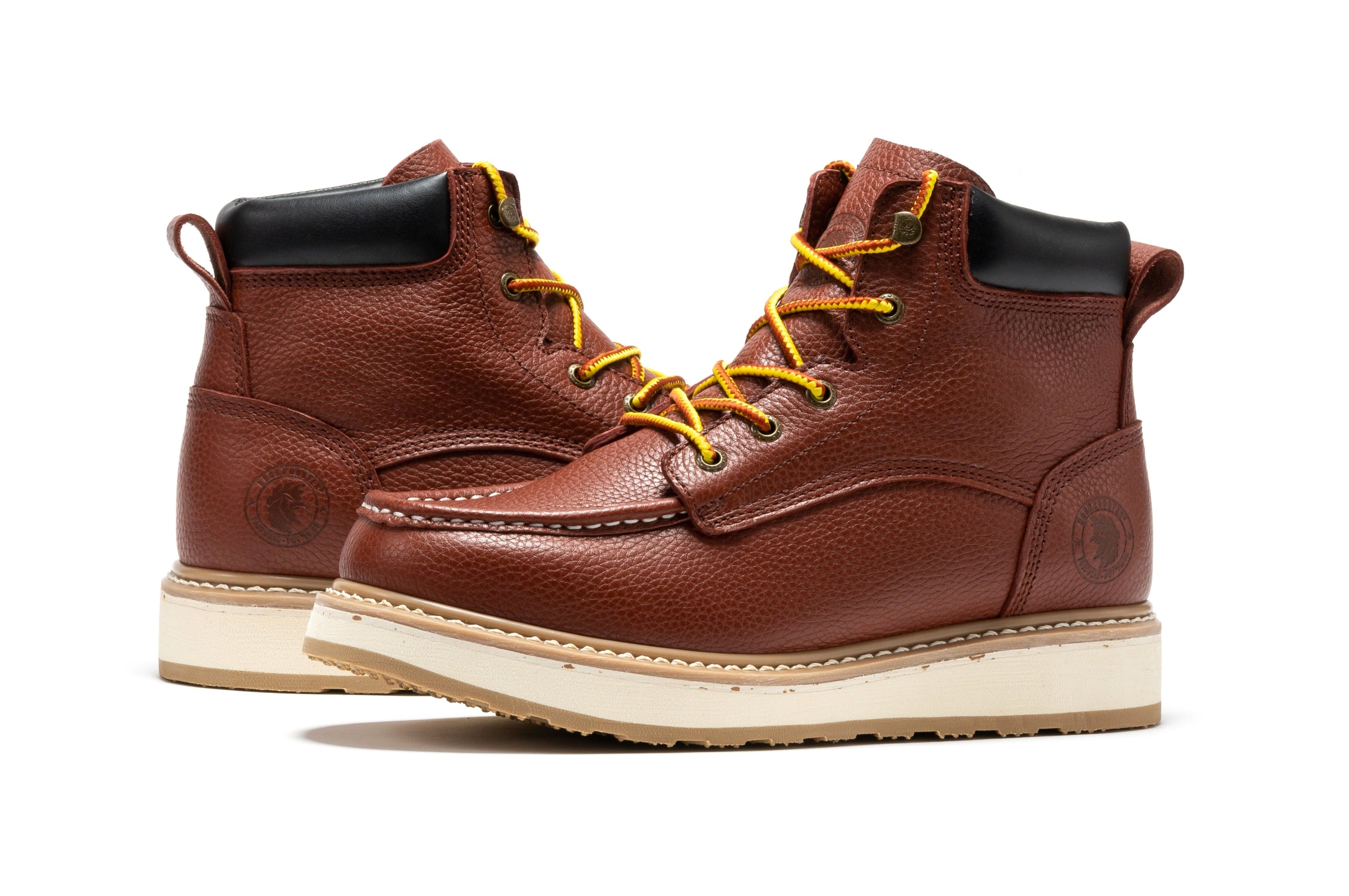 ROCKROOSTER Walker Men's 6 Inch Brown Soft Toe Wedge Work Boots