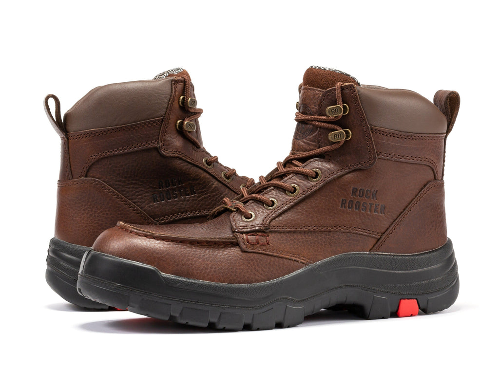 ROCKROOSTER  Zumbro 6 inch Wide Steel Toe, Waterproof Work Boots, Rubber Outsole, EH Protection, ASTM 2413, Work Boots AK372