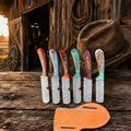 Rooster Cutout Bull Cutter Set – Damascus Pinecone Handle