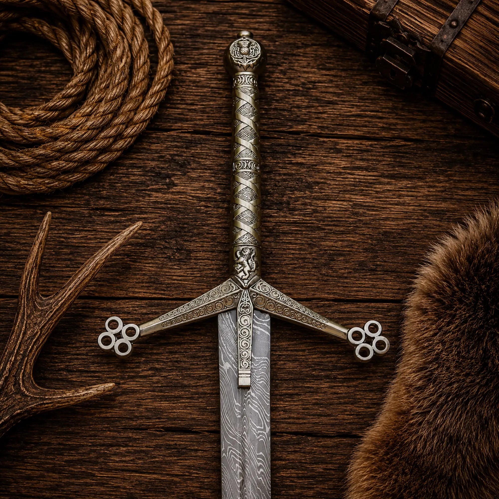 Scottish Claymore Sword – Damascus Steel Medieval Viking Display