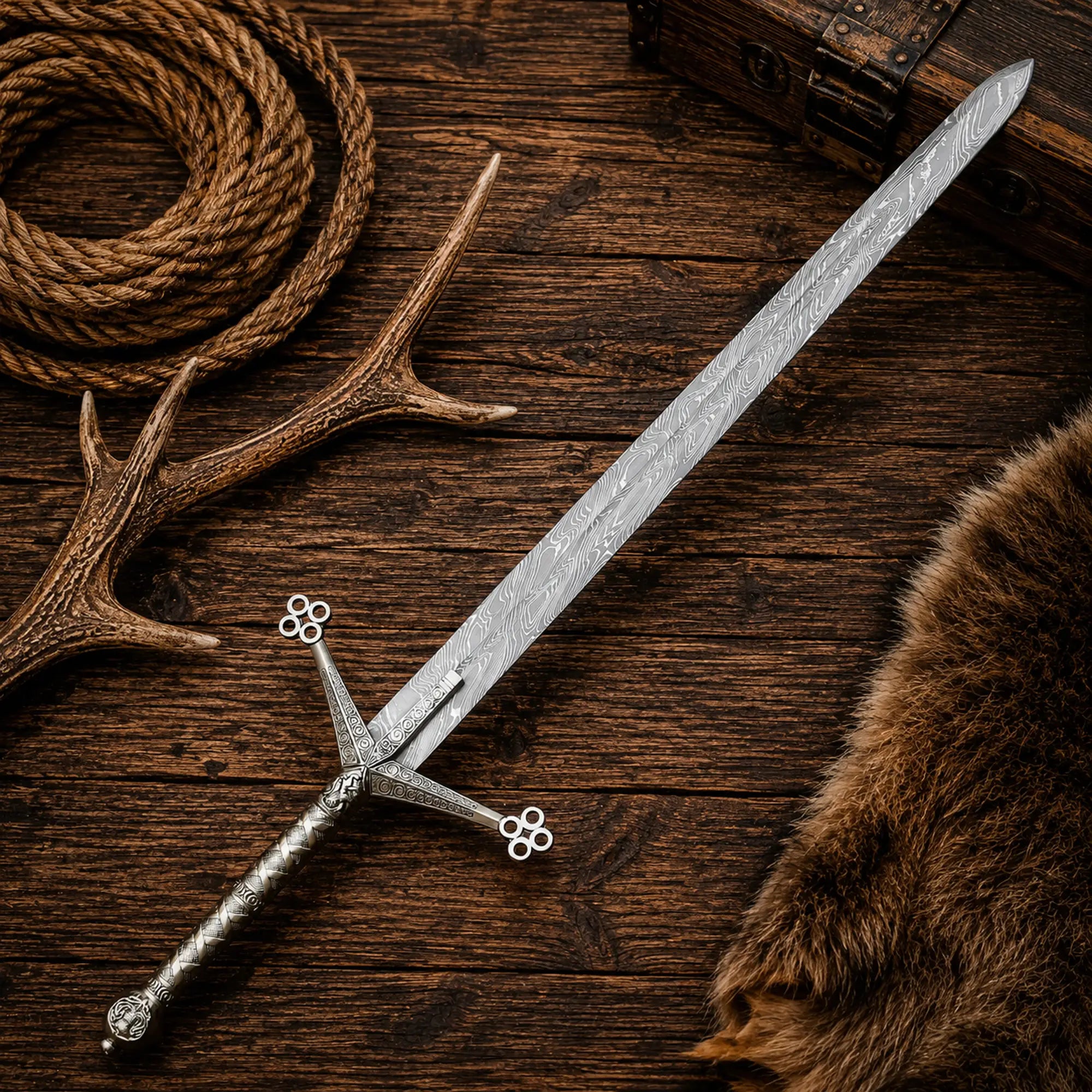 Scottish Claymore Sword – Damascus Steel Medieval Viking Display