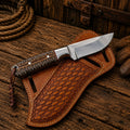 Traditional Cowboy Hunting Knife – D2 Steel with Pinecone Resin Handle