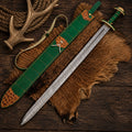 Sword Damascus Steel Verdantfang Viking Long Blade with Sheath