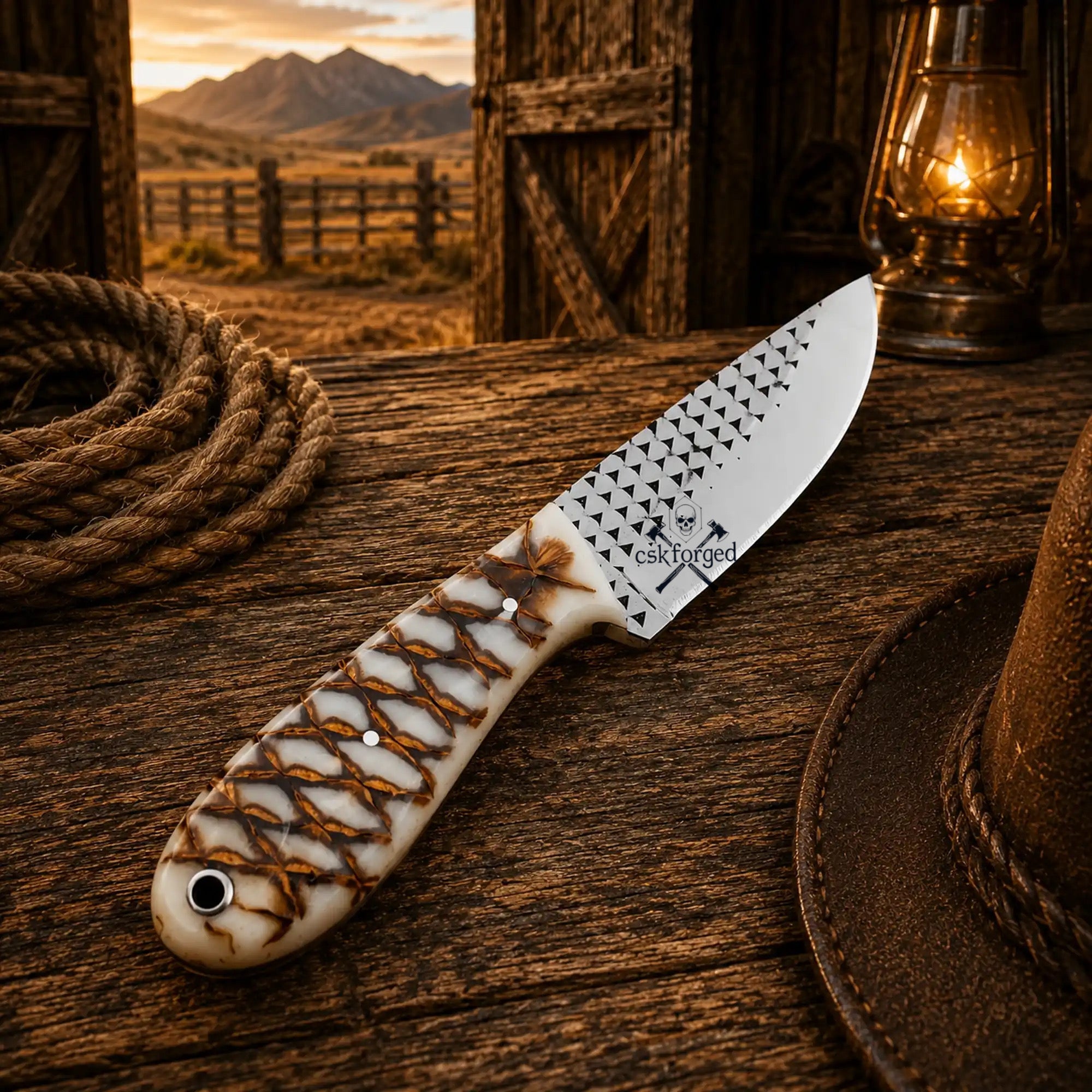 Rasp File Ranch Carry Knife – Epoxy Resin Handle Knife