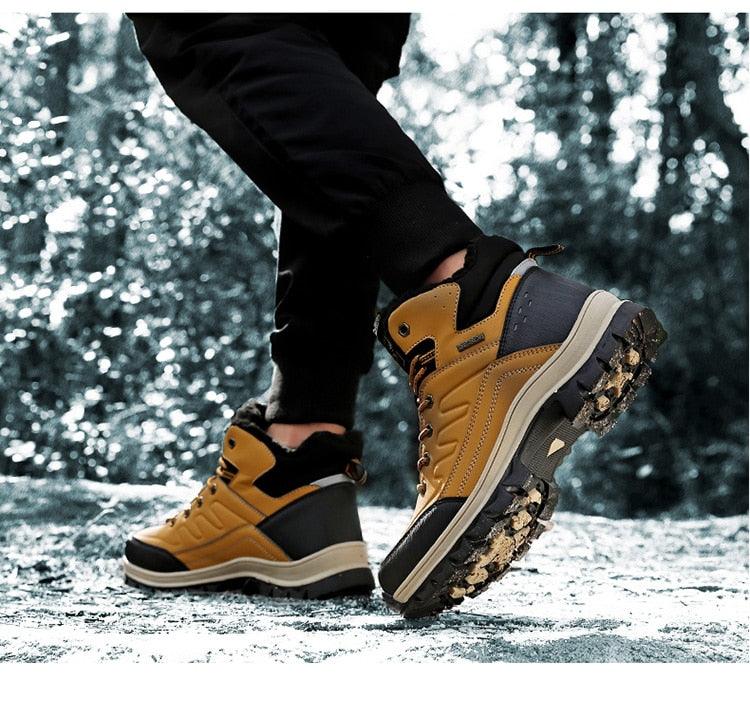 Winter Mens Boots Plush Warm Snow Boots Waterproof