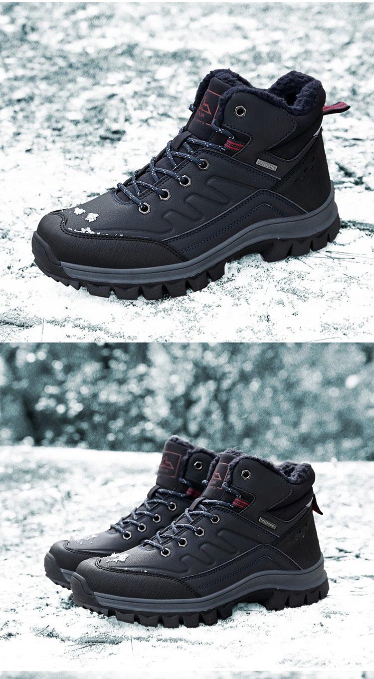 Winter Mens Boots Plush Warm Snow Boots Waterproof