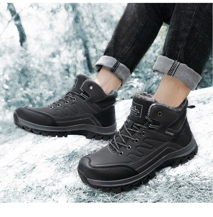 Winter Mens Boots Plush Warm Snow Boots Waterproof