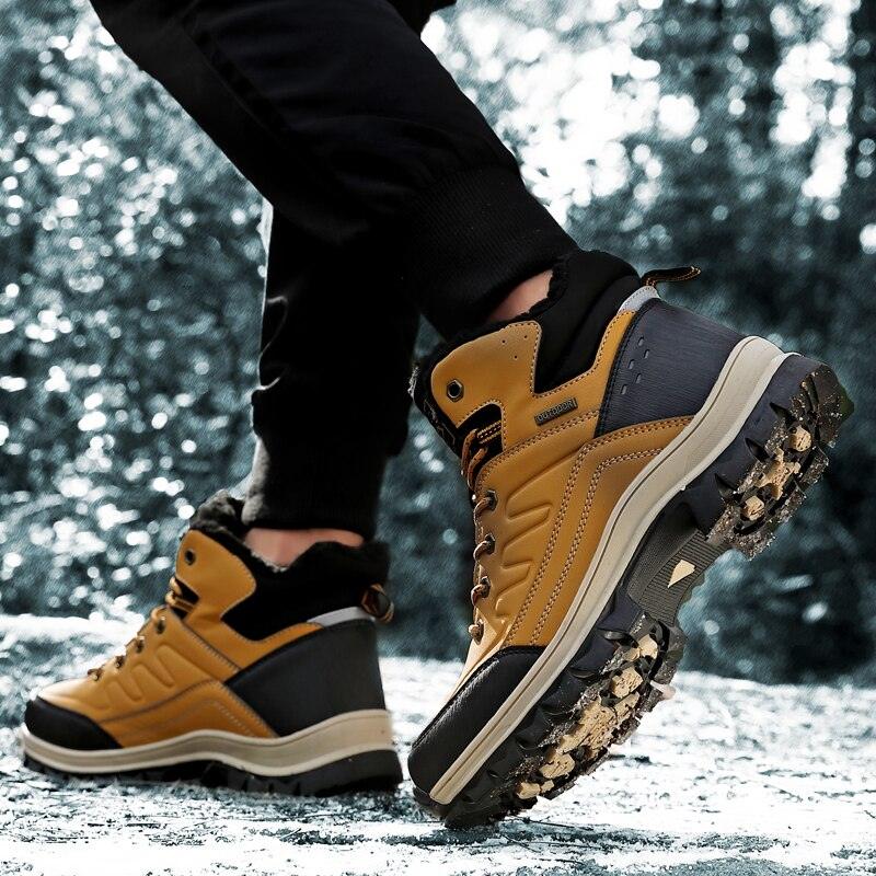 Winter Mens Boots Plush Warm Snow Boots Waterproof