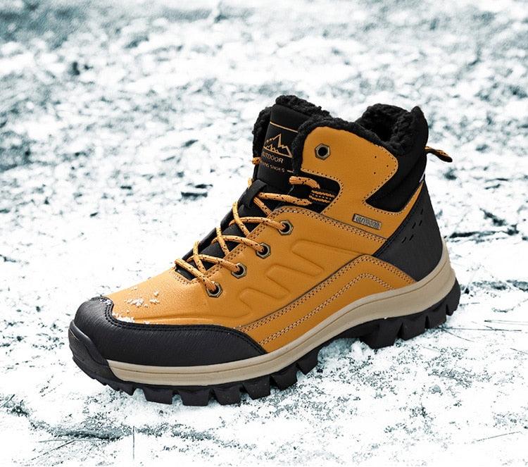 Winter Mens Boots Plush Warm Snow Boots Waterproof