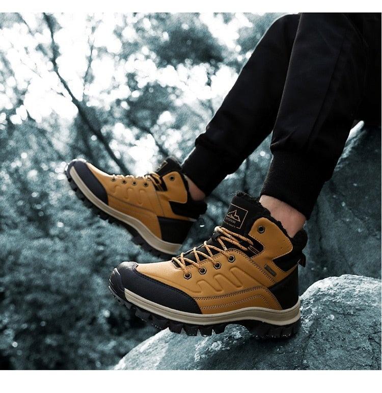 Winter Mens Boots Plush Warm Snow Boots Waterproof