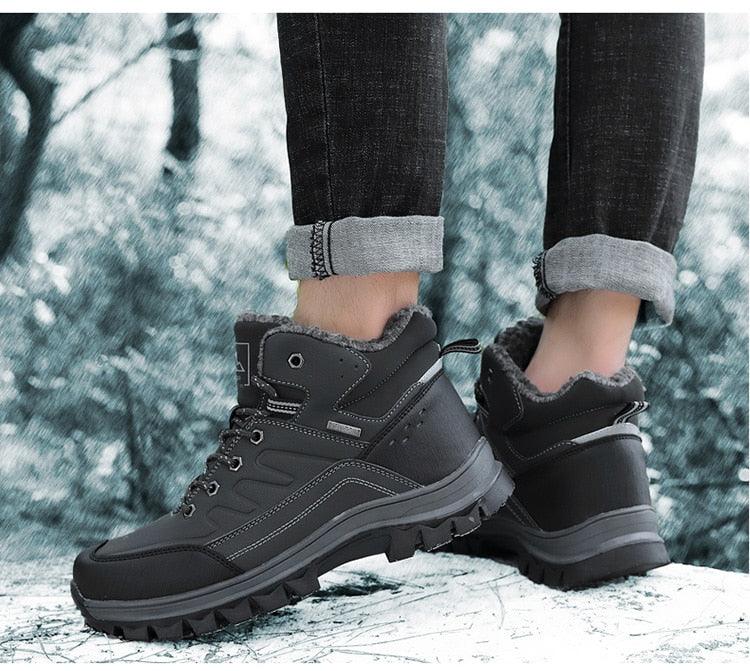 Winter Mens Boots Plush Warm Snow Boots Waterproof