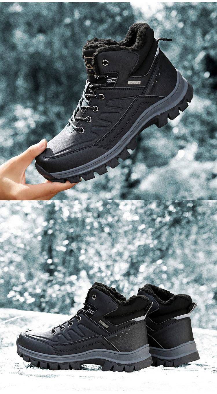 Winter Mens Boots Plush Warm Snow Boots Waterproof