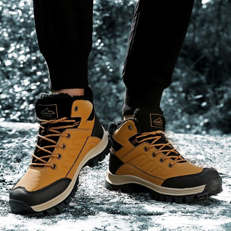 Winter Mens Boots Plush Warm Snow Boots Waterproof