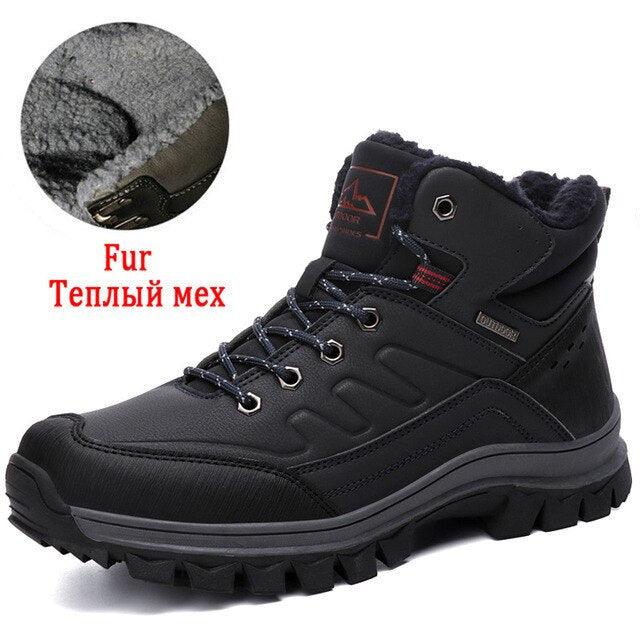 Winter Mens Boots Plush Warm Snow Boots Waterproof