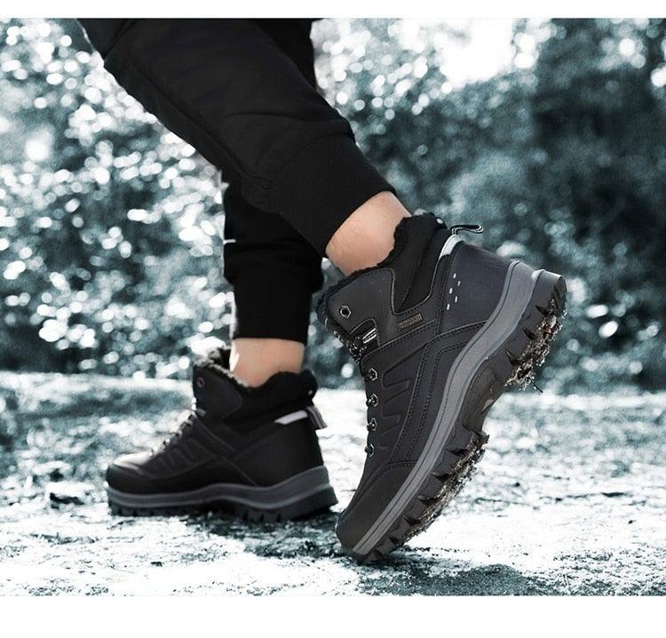 Winter Mens Boots Plush Warm Snow Boots Waterproof