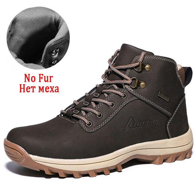 Winter Mens Boots Plush Warm Snow Boots Waterproof