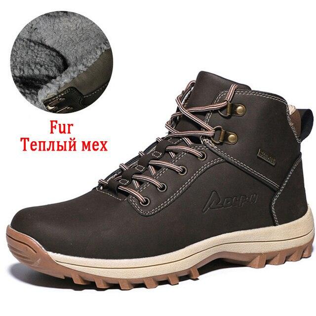 Winter Mens Boots Plush Warm Snow Boots Waterproof