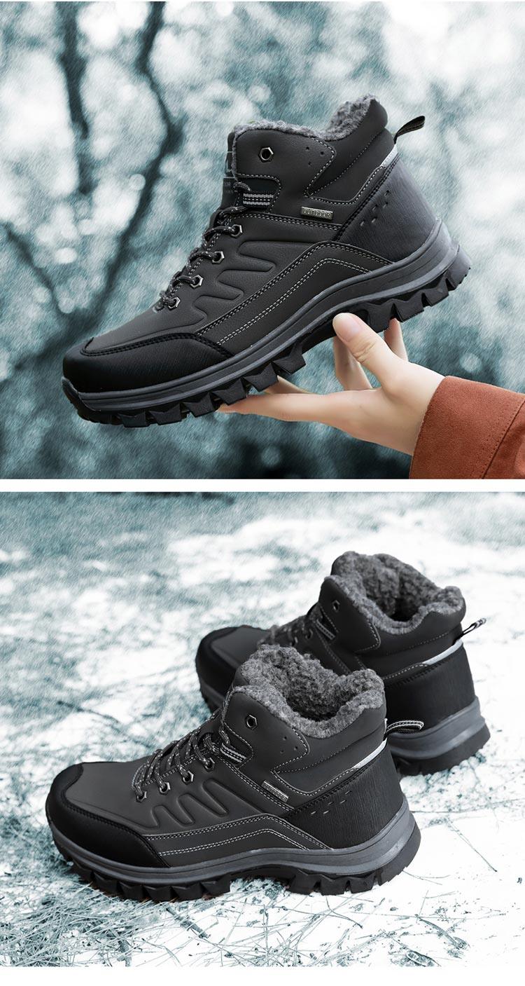 Winter Mens Boots Plush Warm Snow Boots Waterproof