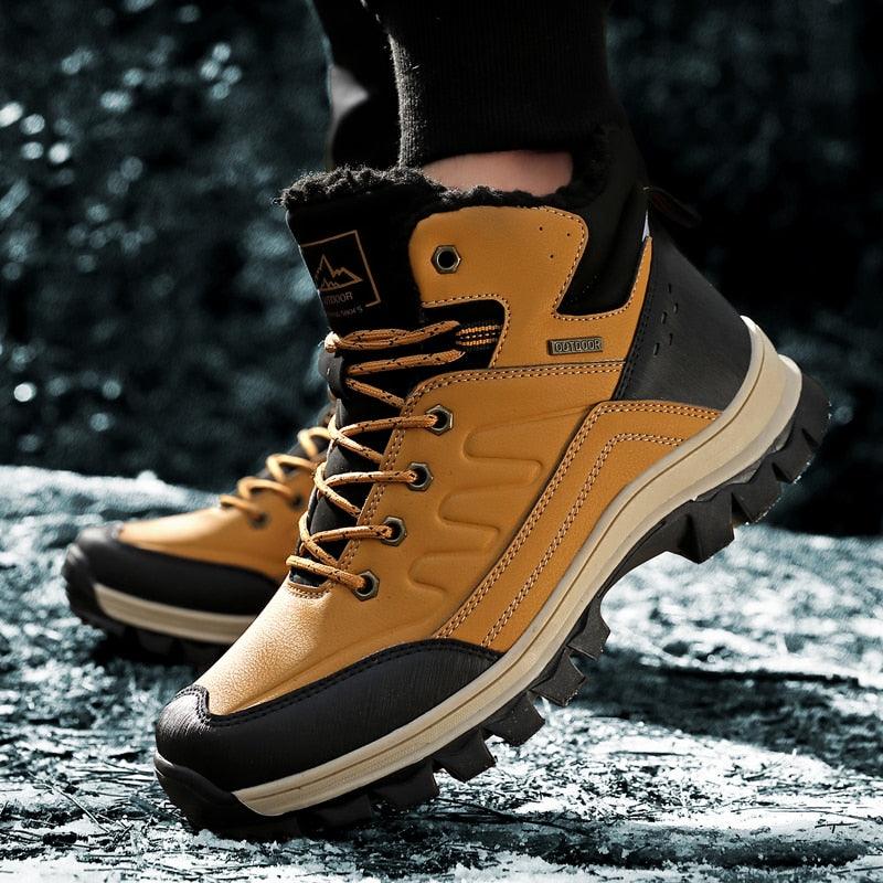 Winter Mens Boots Plush Warm Snow Boots Waterproof