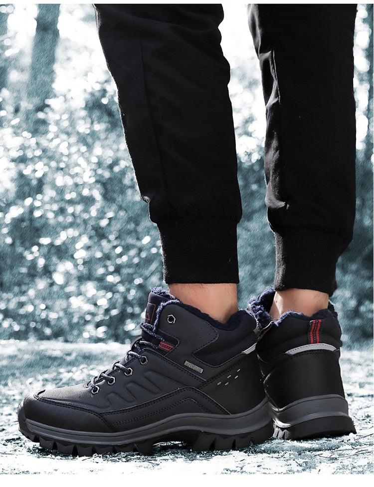 Winter Mens Boots Plush Warm Snow Boots Waterproof