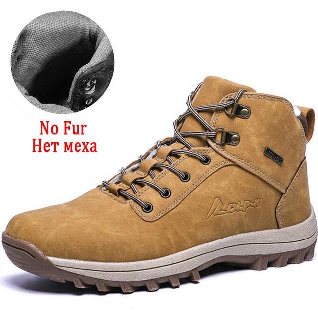 Winter Mens Boots Plush Warm Snow Boots Waterproof