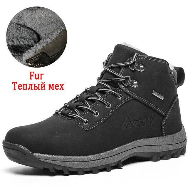Winter Mens Boots Plush Warm Snow Boots Waterproof