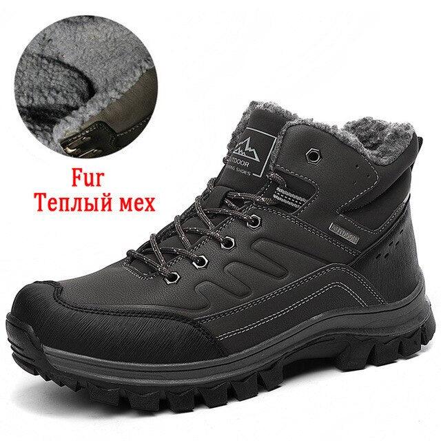 Winter Mens Boots Plush Warm Snow Boots Waterproof