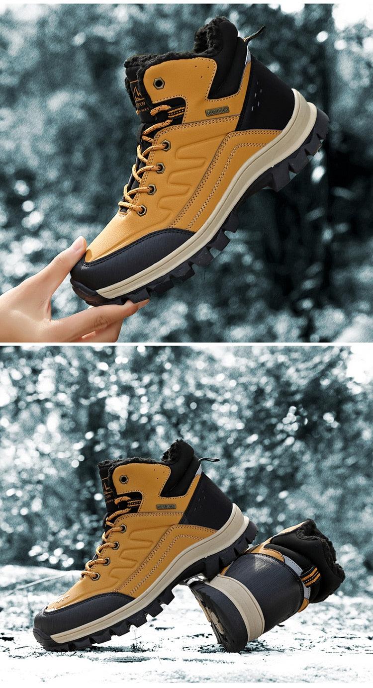 Winter Mens Boots Plush Warm Snow Boots Waterproof