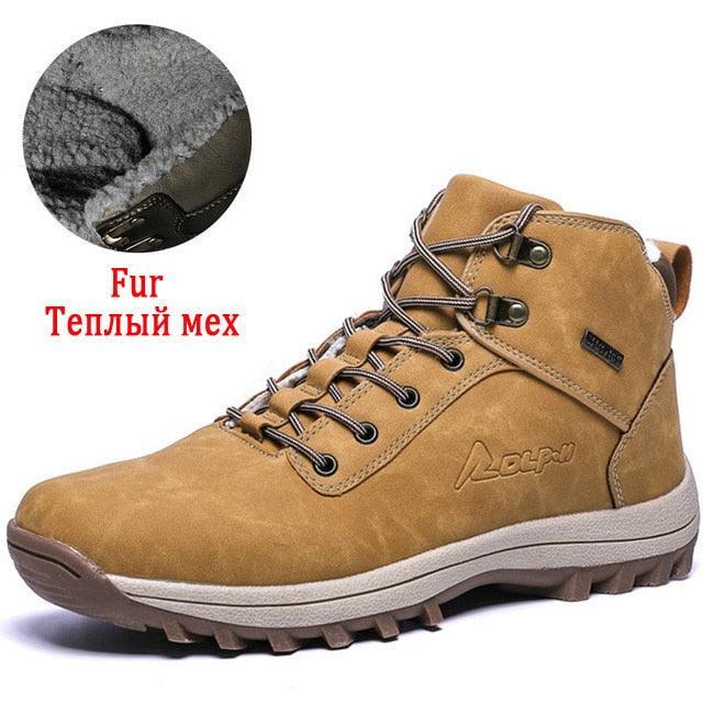 Winter Mens Boots Plush Warm Snow Boots Waterproof