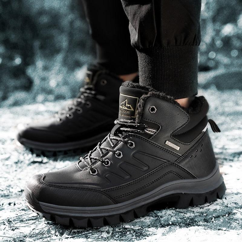 Winter Mens Boots Plush Warm Snow Boots Waterproof