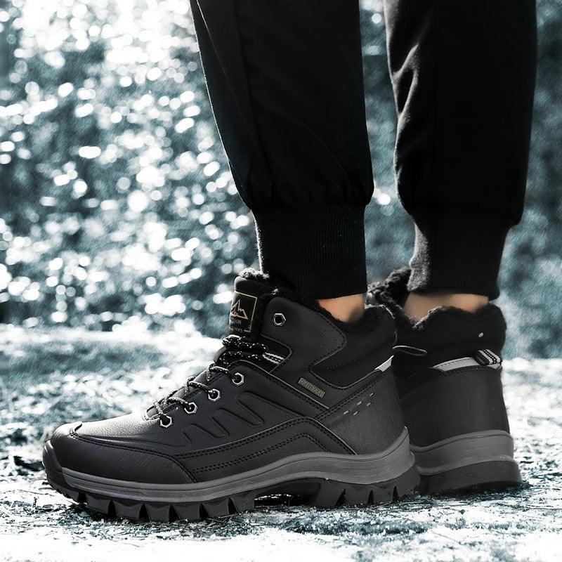 Winter Mens Boots Plush Warm Snow Boots Waterproof