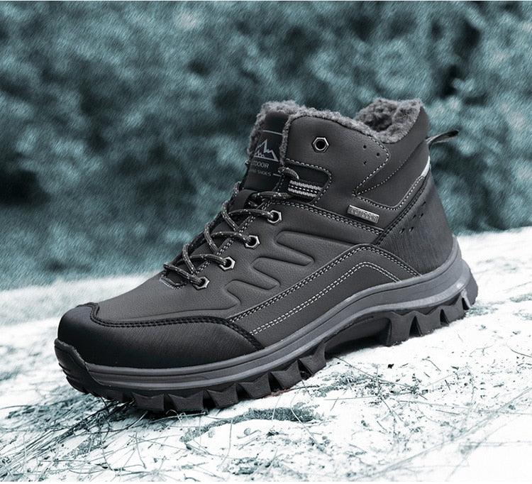 Winter Mens Boots Plush Warm Snow Boots Waterproof