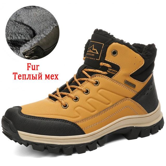 Winter Mens Boots Plush Warm Snow Boots Waterproof