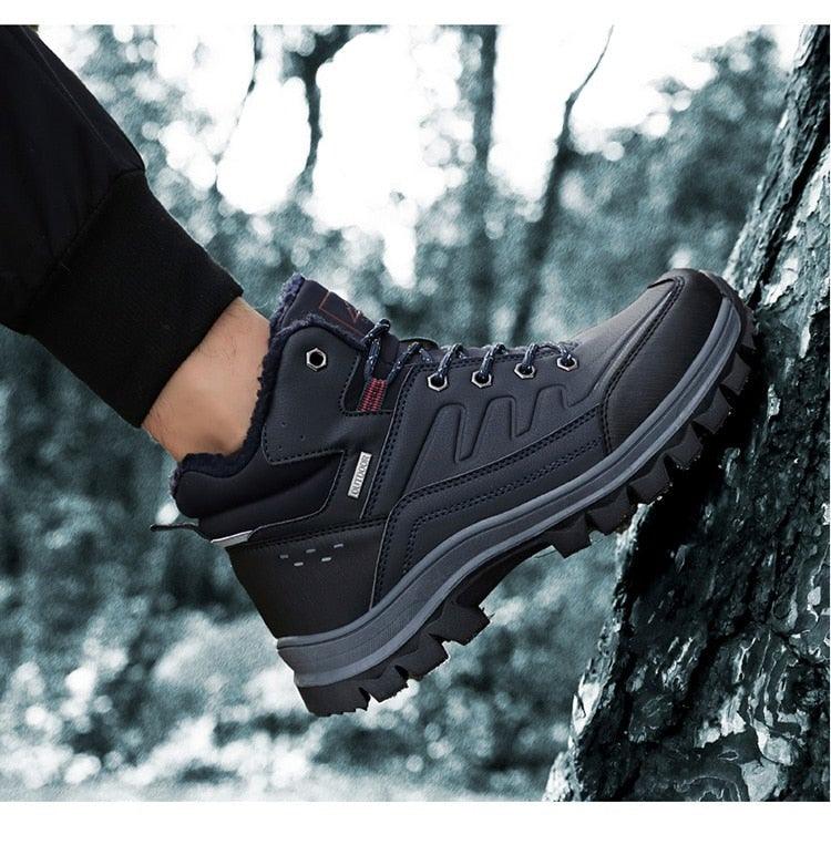 Winter Mens Boots Plush Warm Snow Boots Waterproof