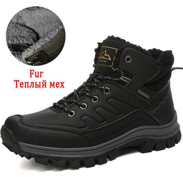 Winter Mens Boots Plush Warm Snow Boots Waterproof