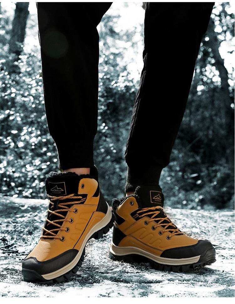 Winter Mens Boots Plush Warm Snow Boots Waterproof