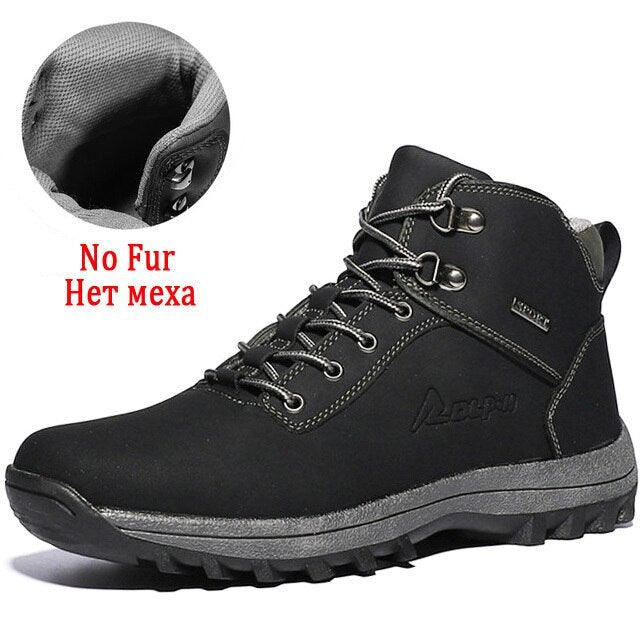 Winter Mens Boots Plush Warm Snow Boots Waterproof